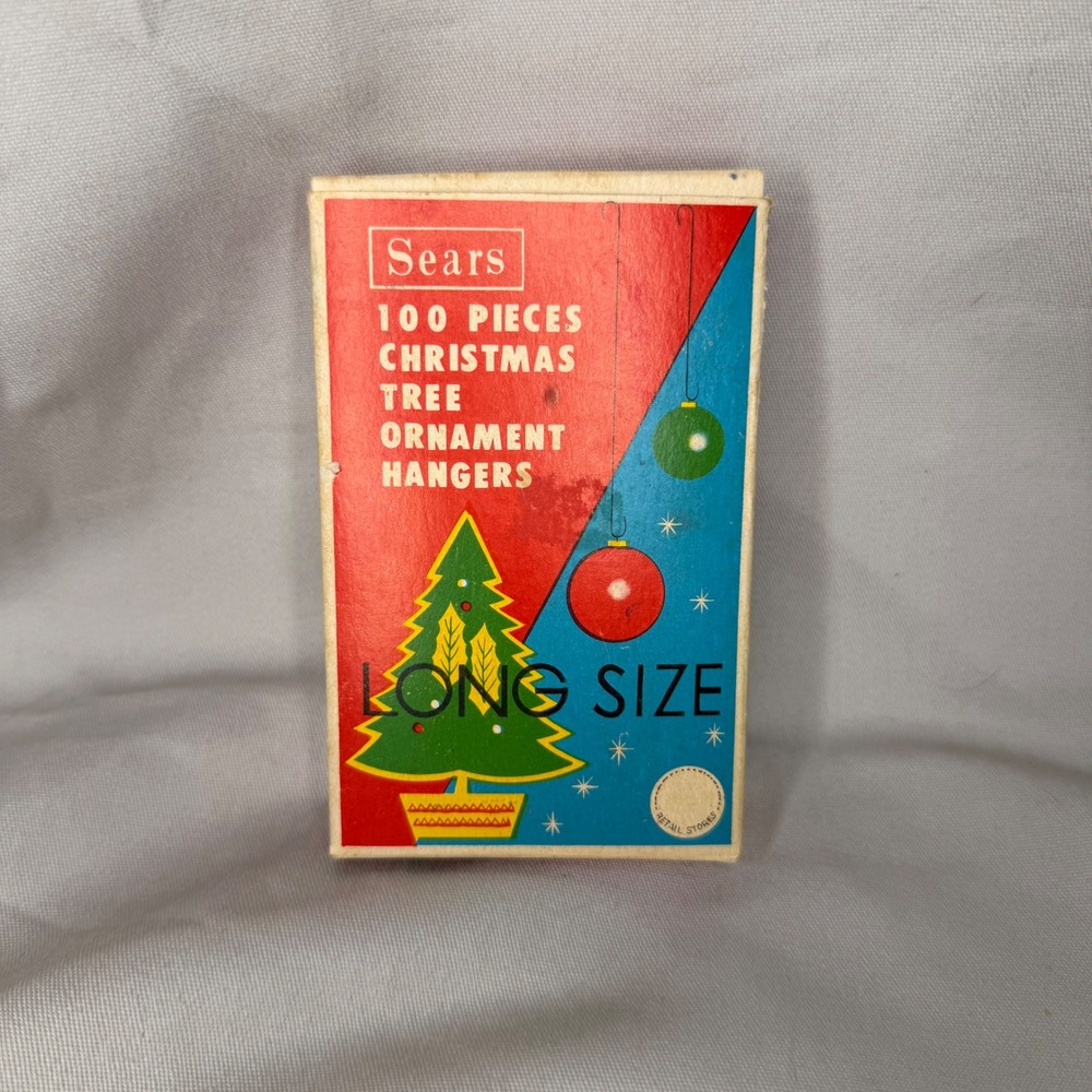 Vintage Sears Christmas Tree Ornament Hangers Hooks Long Size 2.5in Original Box